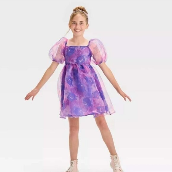 NWT Pokemon Girls Gengar Puff Sleeve Organza Dress Size L (10/12) - Picture 3 of 14